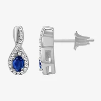 Womens Gemstone & 1/6 CT. T.W. Natural Diamond 10K Gold Oval Drop Earrings