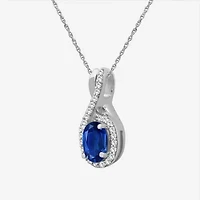 Womens Gemstone & 1/10 CT. T.W. Natural Diamond 10K Gold Oval 18 Inch Pendant Necklace