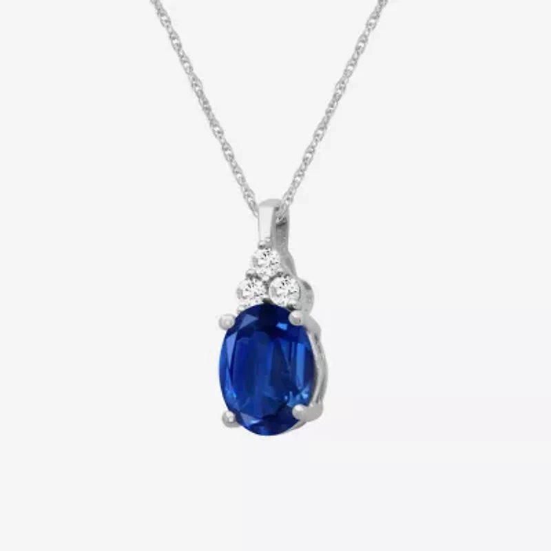 Womens Diamond Accent Gemstone 10K Gold Oval 18 Inch Pendant Necklace