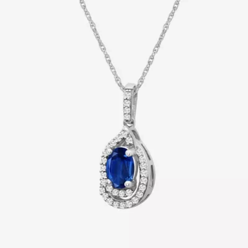 Womens Gemstone & 1/10 CT. T.W. Natural Diamond 10K Gold Oval 18 Inch Pendant Necklace
