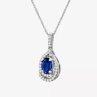 Womens Gemstone & 1/10 CT. T.W. Natural Diamond 10K Gold Oval 18 Inch Pendant Necklace