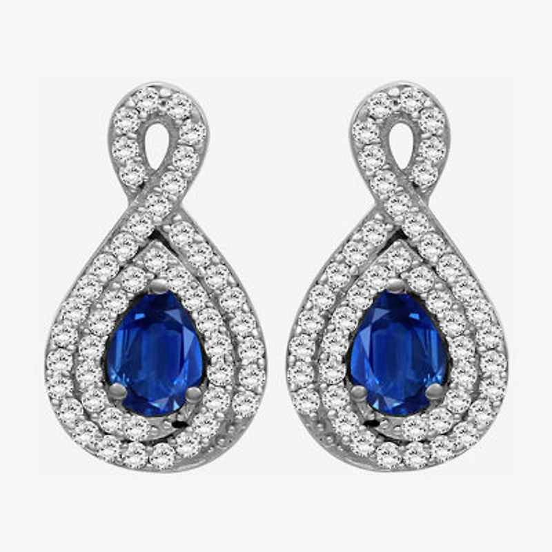 Womens Pear-cut Gemstone & 1/4 CT. T.W. Natural Diamond 10K Gold Drop Earrings
