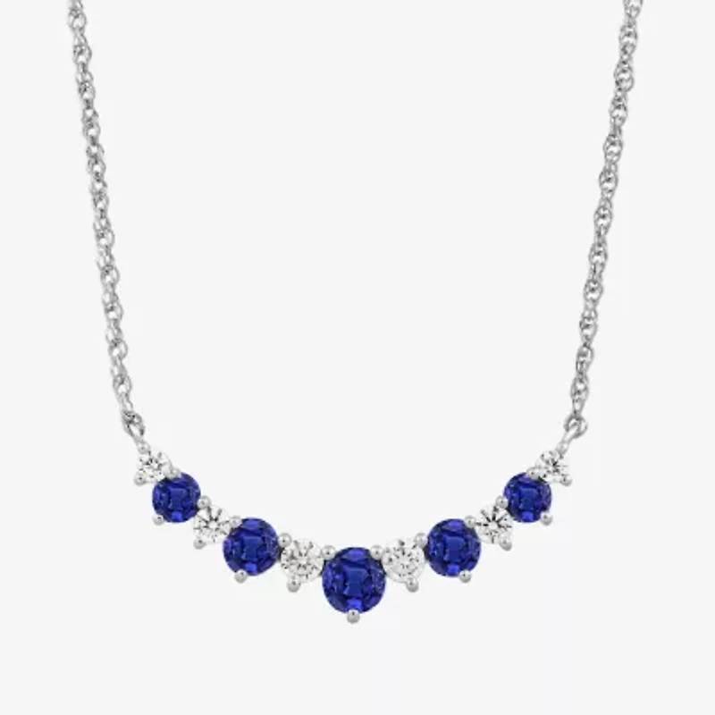 Womens 1/4 CT. T.W. Lab Created Blue Sapphire Sterling Silver Round 18 Inch Pendant Necklace