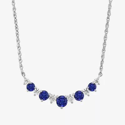 Womens 1/4 CT. T.W. Lab Created Blue Sapphire Sterling Silver Round 18 Inch Pendant Necklace