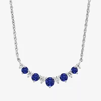Womens 1/4 CT. T.W. Lab Created Blue Sapphire Sterling Silver Round 18 Inch Pendant Necklace
