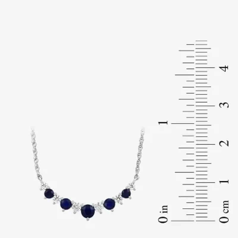 Womens 1/4 CT. T.W. Lab Created Blue Sapphire Sterling Silver Round 18 Inch Pendant Necklace
