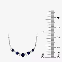 Womens 1/4 CT. T.W. Lab Created Blue Sapphire Sterling Silver Round 18 Inch Pendant Necklace
