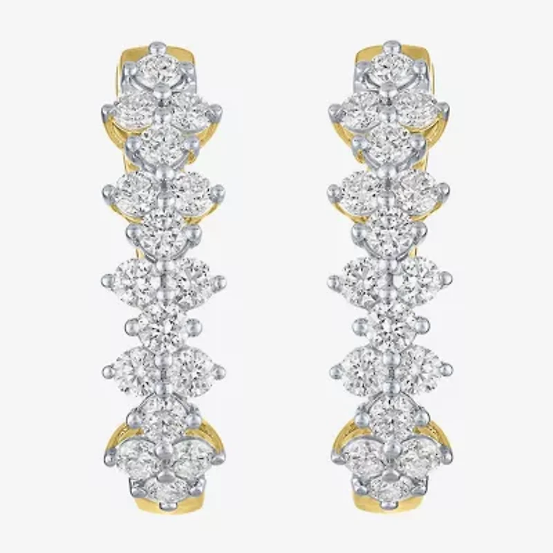 (Gh / Si2 I1) Womens 2 CT. T.W. Lab Grown White Diamond 10K Gold 24.5mm Hoop Earrings