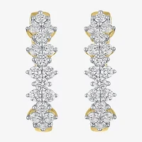 (Gh / Si2 I1) Womens 2 CT. T.W. Lab Grown White Diamond 10K Gold 24.5mm Hoop Earrings