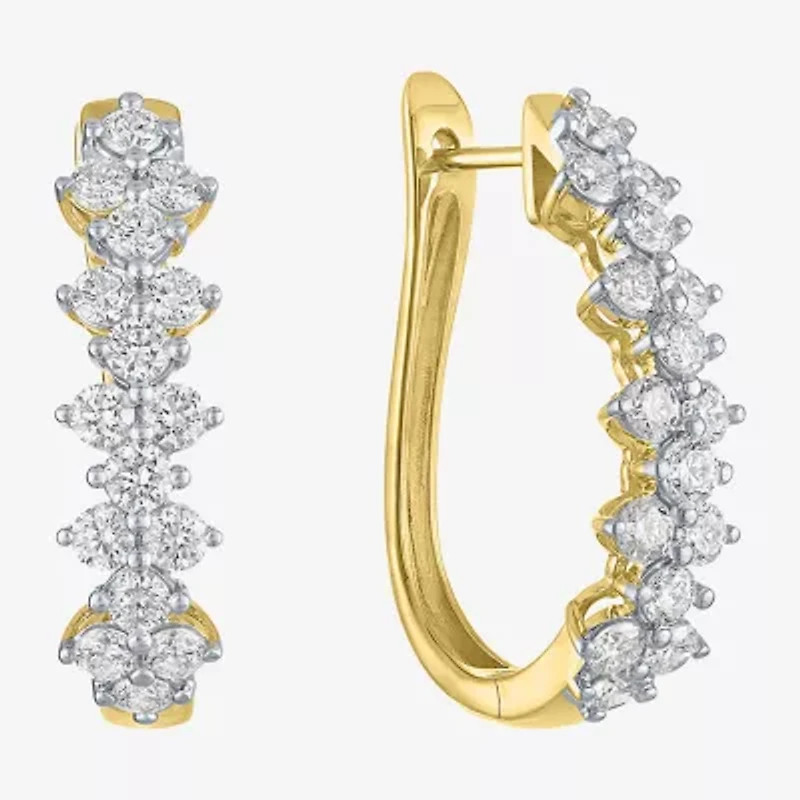 (Gh / Si2 I1) Womens 2 CT. T.W. Lab Grown White Diamond 10K Gold 24.5mm Hoop Earrings