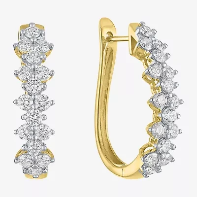 (Gh / Si2 I1) Womens 2 CT. T.W. Lab Grown White Diamond 10K Gold 24.5mm Hoop Earrings