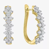 (Gh / Si2 I1) Womens 2 CT. T.W. Lab Grown White Diamond 10K Gold 24.5mm Hoop Earrings
