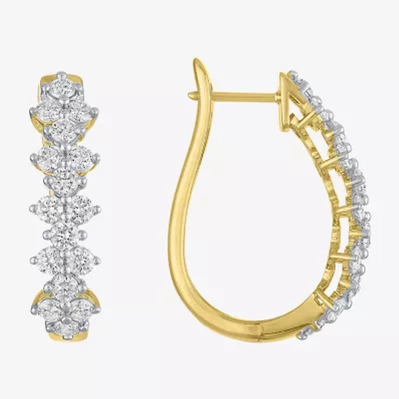 (G-H / Si2 I1) Womens 2 CT. T.W. Lab Grown White Diamond 10K Gold 24.5mm Hoop Earrings