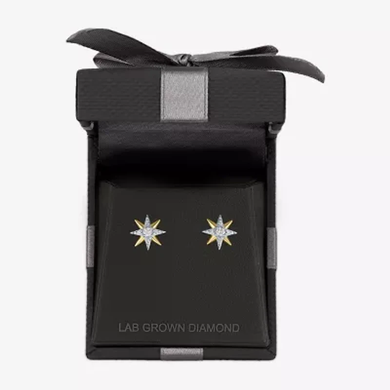 Starburst (Gh / Si2 I1) 1/6 CT. T.W. Lab Grown White Diamond 10K Gold 10.3mm Star Stud Earrings