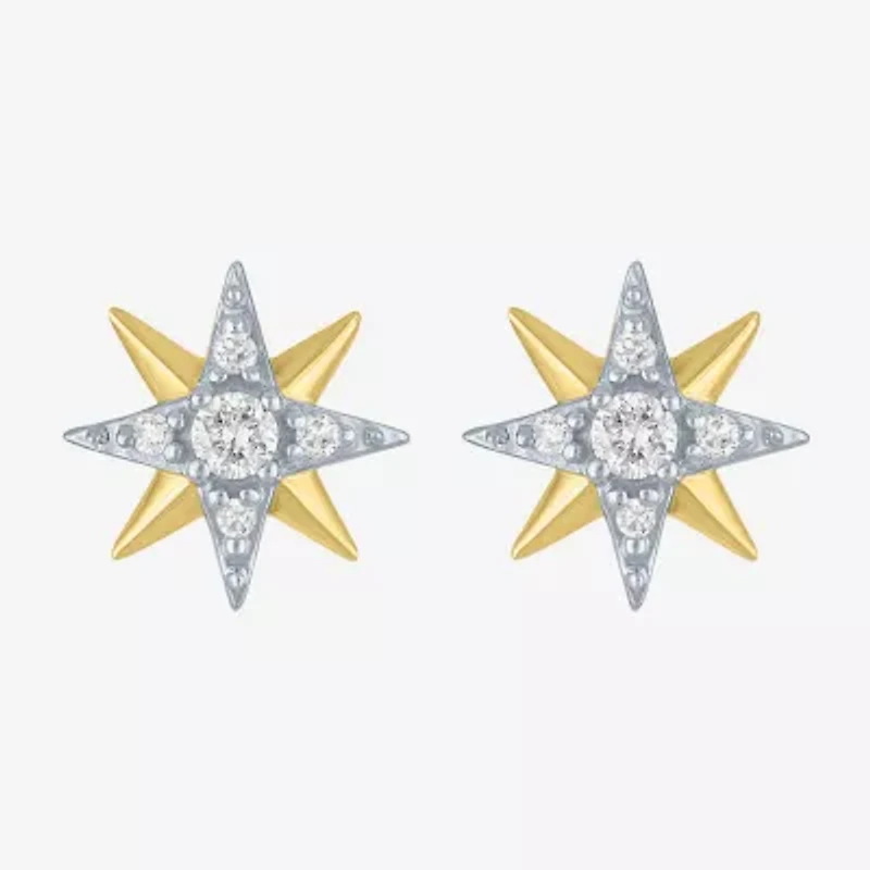 Starburst (Gh / Si2 I1) 1/6 CT. T.W. Lab Grown White Diamond 10K Gold 10.3mm Star Stud Earrings