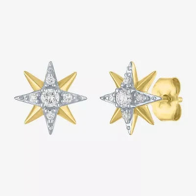 Starburst (Gh / Si2 I1) 1/6 CT. T.W. Lab Grown White Diamond 10K Gold 10.3mm Star Stud Earrings