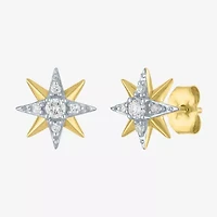 Starburst (Gh / Si2 I1) 1/6 CT. T.W. Lab Grown White Diamond 10K Gold 10.3mm Star Stud Earrings