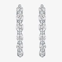(G-H/Si2-I1) Womens 1 CT. T.W. Lab Grown White Diamond 10K White Gold 19.7mm Hoop Earrings