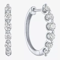 (G-H/Si2-I1) Womens 1 CT. T.W. Lab Grown White Diamond 10K White Gold 19.7mm Hoop Earrings