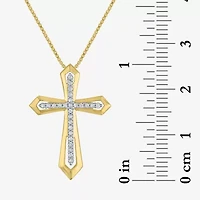 Cross (G-H / Si2-I1) Womens 1/10 CT. T.W. Lab Grown White Diamond 14K Gold Over Silver Cross 18 Inch Pendant Necklace