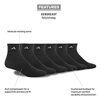 adidas Mens 6 Pair Quarter Ankle Socks