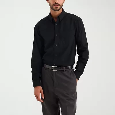 Dockers Stain Defender Mens Long Sleeve Cuffed Regular Fit Button-Down Shirt