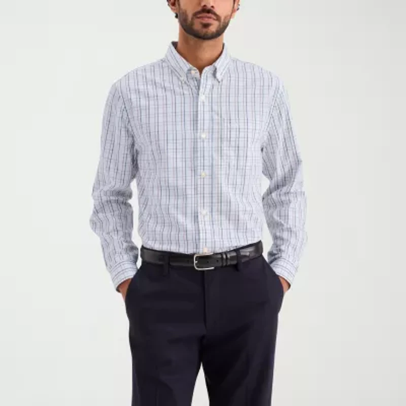 Dockers Stain Defender Mens Long Sleeve Regular Fit Button-Down Shirt