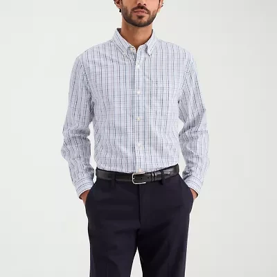 Dockers Stain Defender Mens Long Sleeve Regular Fit Button-Down Shirt