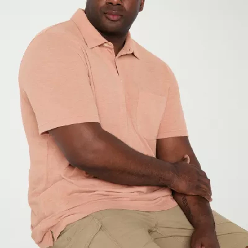 mutual weave Big and Tall Mens Regular Fit Easy-on + Easy-off Adaptive Short Sleeve Polo Shirt