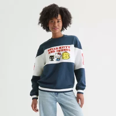 Womens Juniors Crew Neck Long Sleeve Hello Kitty Sweatshirt