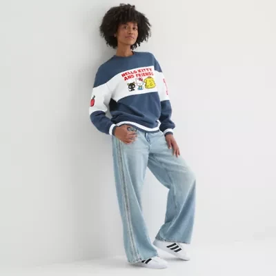 Hello Kitty And Friends Varsity Sweatshirt Womens Crew Neck Long Sleeve Juniors