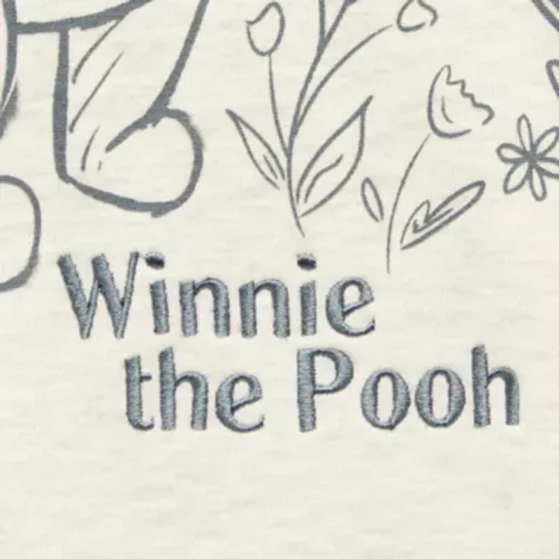 Winnie The Pooh Varsity Crew Sweatshirt Womens Neck Long Sleeve Embroidered Juniors