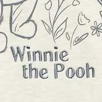 Winnie The Pooh Varsity Crew Sweatshirt Womens Neck Long Sleeve Embroidered Juniors