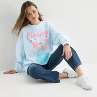 Cinderella 75th Anniversary Oversized Sweatshirt Womens Crew Neck Long Sleeve Embroidered Princess Juniors