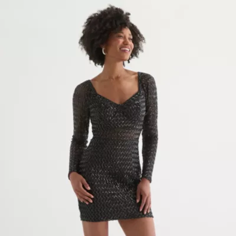 Secret Charm Womens Long Sleeve Juniors Bodycon Dress
