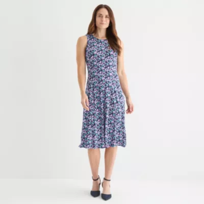 Danny & Nicole Womens Floral Midi Jacket Dress