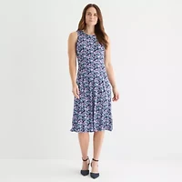Danny & Nicole Womens Floral Midi Jacket Dress