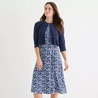 Danny & Nicole Womens Floral Midi Jacket Dress