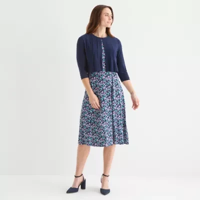 Danny & Nicole Womens Floral Midi Jacket Dress