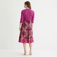Danny & Nicole Womens Bordered Midi Jacket Dress