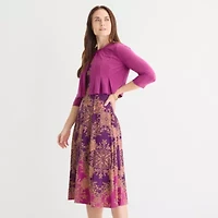 Danny & Nicole Womens Bordered Midi Jacket Dress