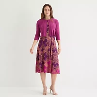 Danny & Nicole Womens Bordered Midi Jacket Dress