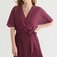52seven Womens Short Sleeve Midi Fit + Flare Dress