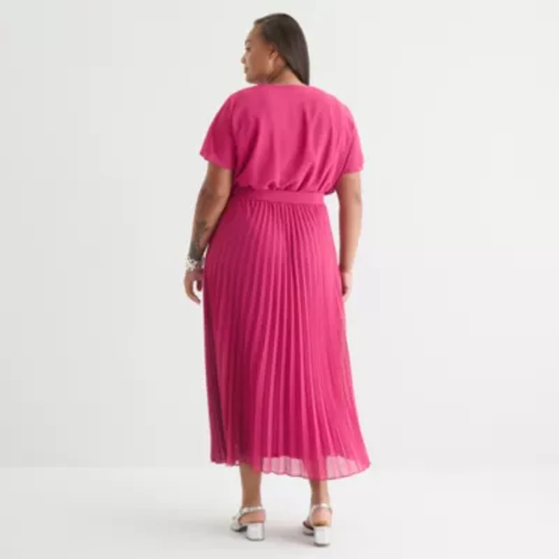 Sandra Darren Womens Short Sleeve Plus Maxi Dress