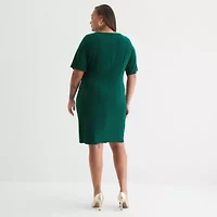 Jessica Howard Womens 3/4 Sleeve Plus Sheath Dress