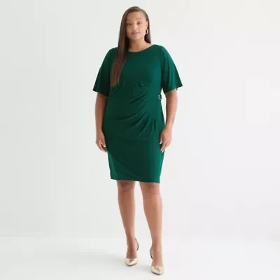 Jessica Howard Womens 3/4 Sleeve Plus Sheath Dress