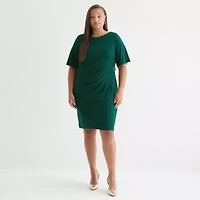 Jessica Howard Womens 3/4 Sleeve Plus Sheath Dress