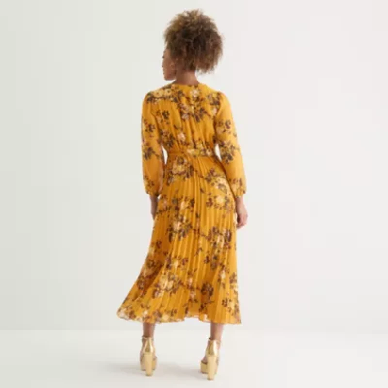 Studio 1 Womens 3/4 Sleeve Floral Maxi Dress