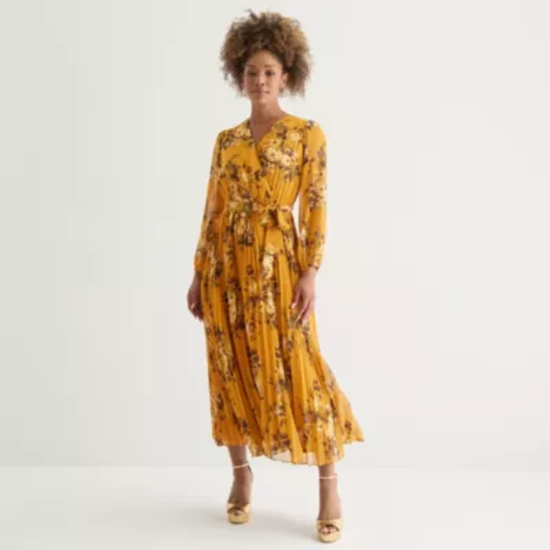 Studio 1 Womens 3/4 Sleeve Floral Maxi Dress