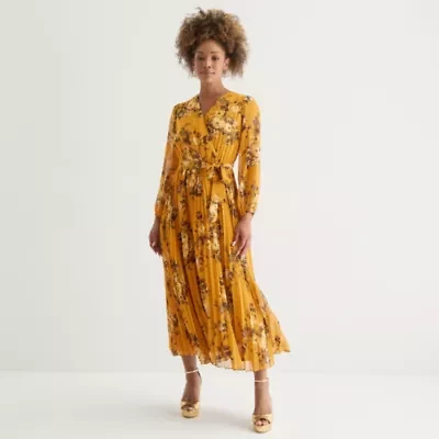 Studio 1 Womens 3/4 Sleeve Floral Maxi Dress